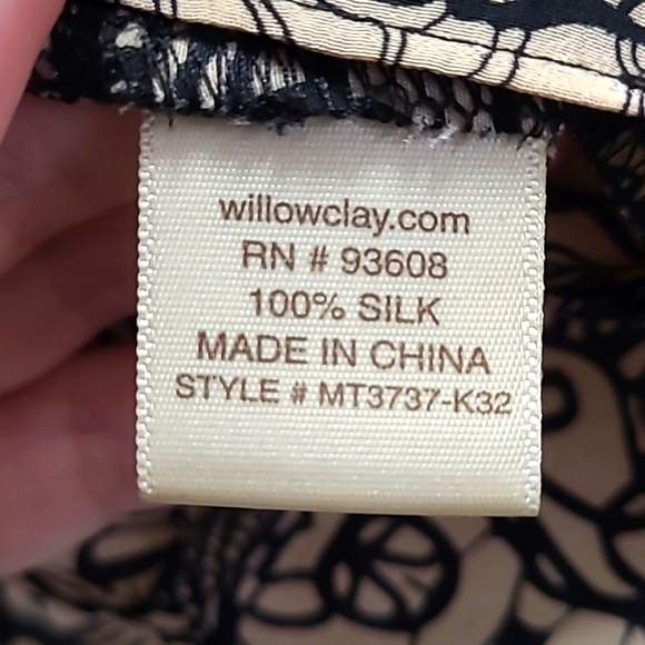 Anthropologie Silk Lace Print Short Sleeve Blouse Size M Black & Beige - Picture 4 of 8